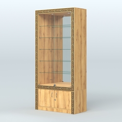 Витрина с декором и замками  из хрома №ВБА-503, Дуб Золотистый