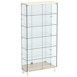 Витрина РОНДО №3-4 на ножках (задняя стенка зеркало), Крем Вайс