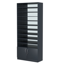 Стеллаж из ДСП с 10-ю полками 400x900 мм серии LEVEL-10 №14-2 (З/C - ЗЕРКАЛО), Антрацит