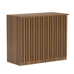 Торговый стол-прилавок широкий с планками серии ВЕРТИКАЛЬ №20, Орех