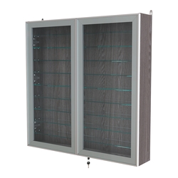 Витрина настенная №4-5А с девятью прозрачными полками серии Collecto, Ясень Анкор темный