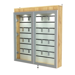 Витрина настенная №4-2Б закрытая с экономпанелью и фризом серии Collecto, Дуб Золотистый