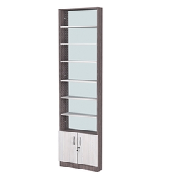 Стеллаж из ДСП с 6-ю полками 100x600 мм серии LEVEL-6 №1-2 (З/C - ЗЕРКАЛО), Ясень Анкор темный + Ясень Анкор светлый