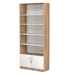 Стеллаж из ДСП с 4-мя полками 400x900 мм серии LEVEL-4 №14 (З/C - ДВП), Дуб Канзас коричневый + Белый