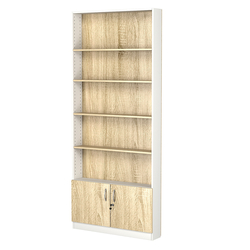 Стеллаж из ДСП с 4-мя полками 150x900 мм серии LEVEL-4 №9 (З/C - ДВП), Белый + Дуб Сонома