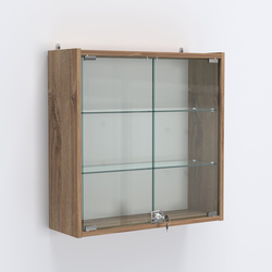 Витрина настенная №201-1А с прозрачными полками, Дуб Канзас коричневый