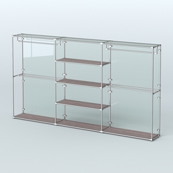 Торговая система ХРОМ (задняя стенка - стекло) 3600 мм с полками ДСП и поручнями №2, Ясень Анкор темный