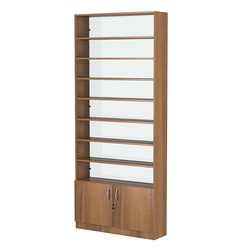 Стеллаж из ДСП с 7-ю полками 250x900 мм серии LEVEL-7 №11-1 (З/C - СТЕКЛО), Орех