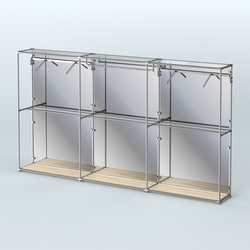 Торговая система ХРОМ (задняя стенка - зеркало) 3600 мм с поручнями №3, Дуб Сонома