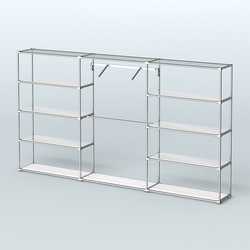 Торговая система ХРОМ без ДСП 3600 мм с зеркальными полками и поручнями №9, Ясень Анкор светлый