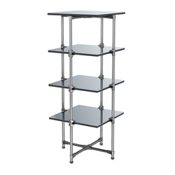 Хромированный стенд Прогресс №2-5 (с полками Зеркало 4мм), Черный