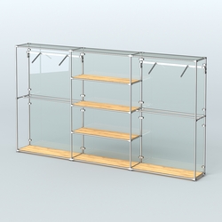 Торговая система ХРОМ (задняя стенка - стекло) 3600 мм с полками ДСП и поручнями №10, Дуб Золотистый