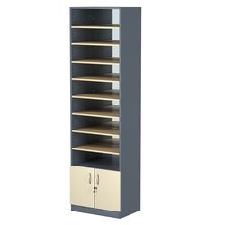 Стеллаж из ДСП с 8-ю полками 400x600 мм серии LEVEL-8 №7-2 (З/C - ЗЕРКАЛО), Темно-серый + Крем Вайс