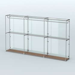 Торговая система ХРОМ (задняя стенка - стекло) 3600 мм с поручнями №1, Орех