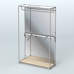 Торговая система ХРОМ (задняя стенка - зеркало) 1200 мм с поручнями №2, Дуб Сонома