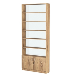 Стеллаж из ДСП с 5-ю полками 200x900 мм серии LEVEL-5 №10-1 (З/C - СТЕКЛО), Дуб Канзас коричневый