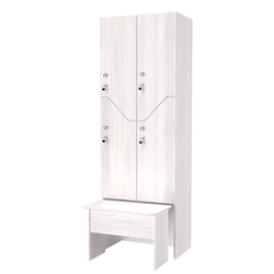 Шкаф для раздевалок с задвижной скамейкой КОМБО-Элегия №2-2А, Ясень Анкор светлый