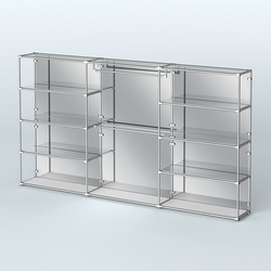 Торговая система ХРОМ (задняя стенка - зеркало) 3600 мм с зеркальными полками и поручнями №1, Серый