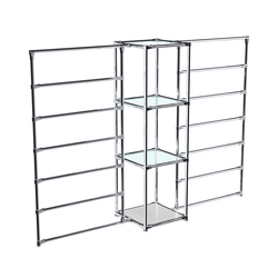 Хромированное вешало ГОРИЗОНТ №2-1 с полками стекло 6мм, Ясень Анкор светлый - U31104