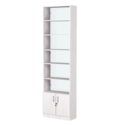 Стеллаж из ДСП с 5-ю полками 250x600 мм серии LEVEL-5 №4-1 (З/C - СТЕКЛО), Ясень Анкор светлый