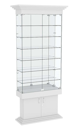 Витрина узкая с 6-ю полками и подсветкой ДОНЖОН №32, Серый