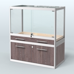 Витрина низкая для продажи средних млекопитающих в зоомагазин серии КУНЬИ-01, Ясень Анкор темный