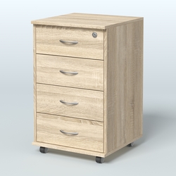 Тумба подкатная 4 ящика, цвет венге, Дуб Сонома