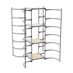 Хромированное вешало ДУГА №3-3 с полками ДСП 16 мм, Крем Вайс