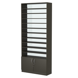 Стеллаж из ДСП с 10-ю полками 300x900 мм серии LEVEL-10 №12-1 (З/C - СТЕКЛО), Черный