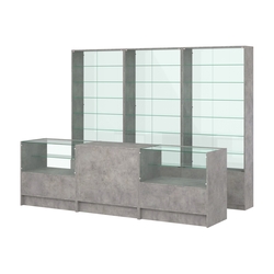 Комплект витрин с регулировочными полками NE-6 №12-1 и прилавков ЭК-3, Бетон Чикаго светло-серый F186 ST9