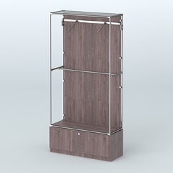 Торговая система ХРОМ (задняя стенка - ДСП) 1200 мм №4-1 с тумбой Т-11 и поручнями, Ясень Анкор темный