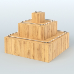 Островок-пирамида с хромирован- ными ограничителями для торговых центров №1-ХО, Дуб Золотистый