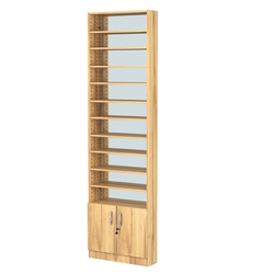 Стеллаж из ДСП с 10-ю полками 150x600 мм серии LEVEL-10 №2-2 (З/C - ЗЕРКАЛО), Дуб Золотистый