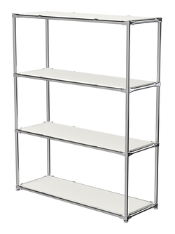 Торговый хромированный стеллаж с полками ДСП №7, Белый
