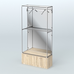 Торговая система ХРОМ (задняя стенка - зеркало) 1200 мм №4-3 с тумбой Т-15 и поручнями, Дуб Сонома