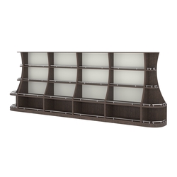 Пристенный низкий стеллаж ГАРАНТ №4-О с ограничителями, Дуб Венге + Белый