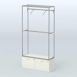 Торговая система ХРОМ без ДСП 1200 мм №4-3 с тумбой Т-15 и поручнями, Белый