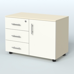 Тумба для оргтехники Види Вуд, цвет мокко + вяз, Крем Вайс + Белый