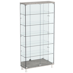 Витрина РОНДО №3-4 на ножках (задняя стенка зеркало), Бетон Чикаго светло-серый F186 ST9