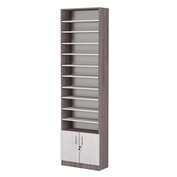 Стеллаж из ДСП с 10-ю полками 250x600 мм серии LEVEL-10 №4 (З/C - ДВП), Ясень Анкор темный + Ясень Анкор светлый