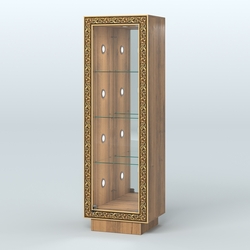 Низкая витрина с декором и диодной подсветкой НБА-3С, Орех