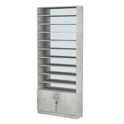 Стеллаж из ДСП с 10-ю полками 250x900 мм серии LEVEL-10 №11-2 (З/C - ЗЕРКАЛО), Метрополитан Грей