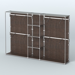 Торговая система ХРОМ (задняя стенка - ДСП) 3600 мм с зеркальными полками и поручнями №8, Дуб Венге