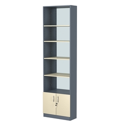 Стеллаж из ДСП с 4-мя полками 250x600 мм серии LEVEL-4 №4-2 (З/C - ЗЕРКАЛО), Темно-серый + Крем Вайс