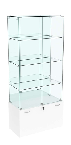 Витрина Кристалл №7 прямоугольная (задняя стенка - зеркало), Белый
