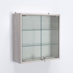 Витрина настенная №201-1А с прозрачными полками, Ясень Анкор светлый