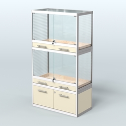 Витрина малая для продажи средних млекопитающих в зоомагазин серии КУНЬИ-02, Крем Вайс