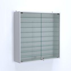 Витрина настенная №204-5А с девятью прозрачными полками, Серый