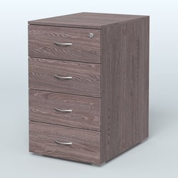 Тумба приставная для компактных столов 4 ящика с замком Тарли, Ясень Анкор темный