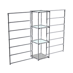 Хромированное вешало ГОРИЗОНТ №2-1 с полками стекло 6мм, Серый